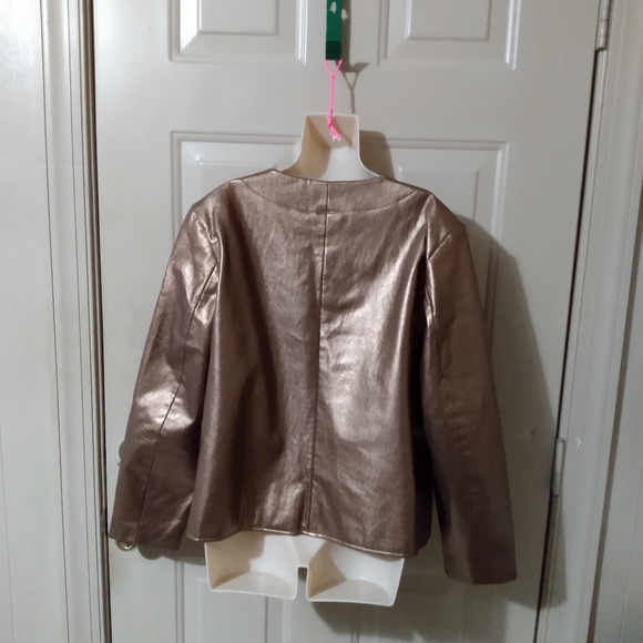 Rose gold lame faux leather jacket - Picture 5 of 10
